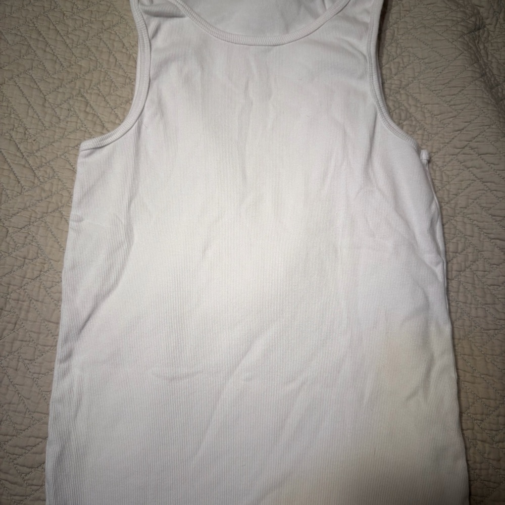 Zara White Ribbed Top